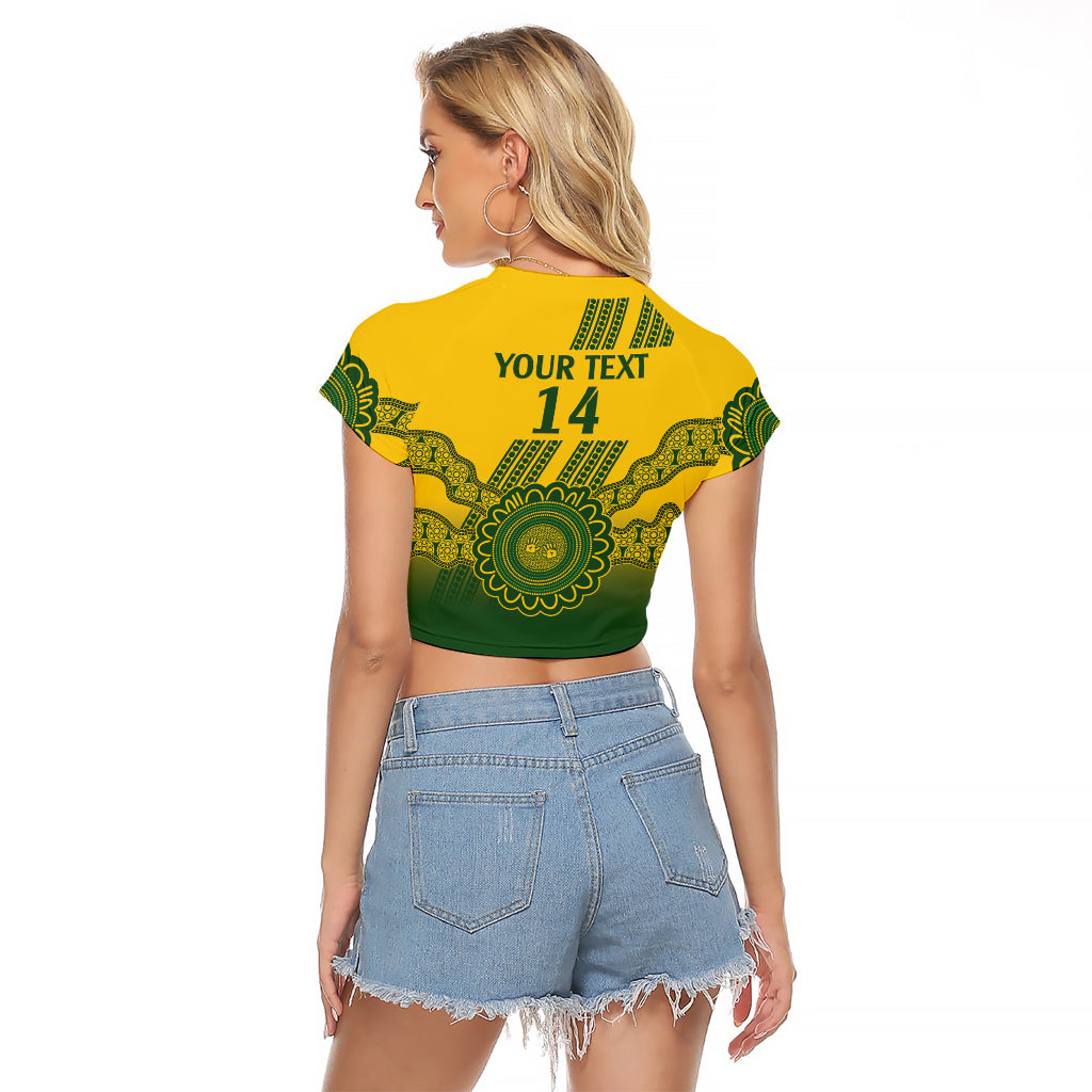 Custom Australia Matildas Raglan Cropped T Shirt Aussie Aboriginal Gold Version