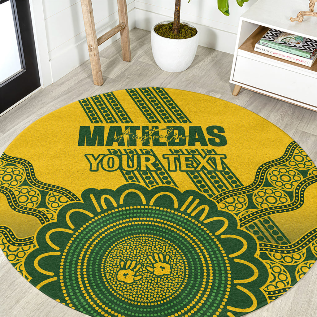 Custom Australia Matildas Round Carpet Aussie Aboriginal Gold Version