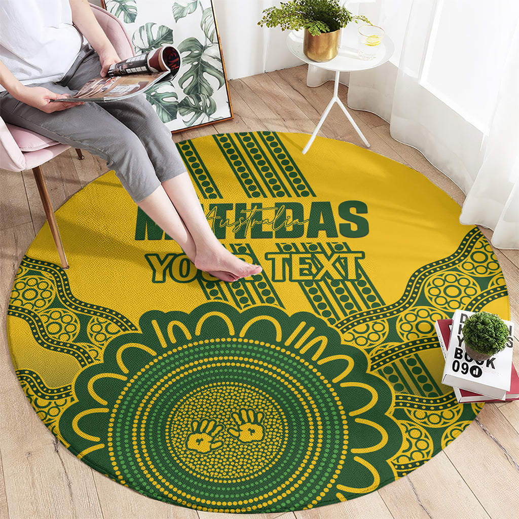 Custom Australia Matildas Round Carpet Aussie Aboriginal Gold Version