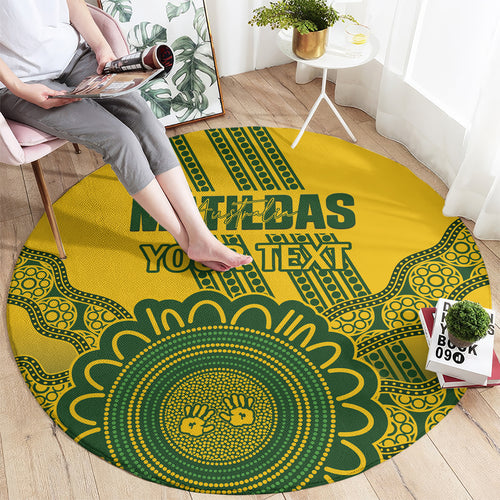 Custom Australia Matildas Round Carpet Aussie Aboriginal Gold Version