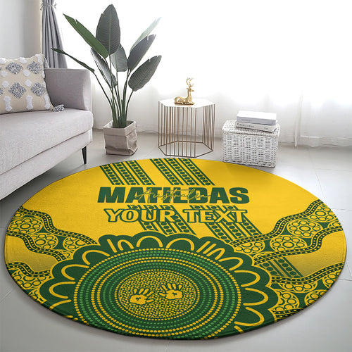 Custom Australia Matildas Round Carpet Aussie Aboriginal Gold Version