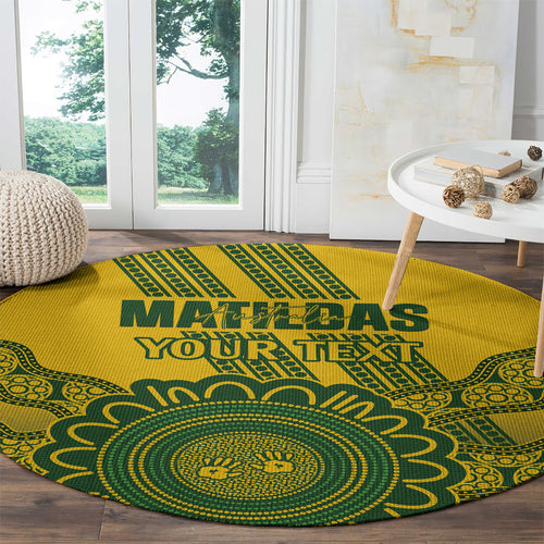 Custom Australia Matildas Round Carpet Aussie Aboriginal Gold Version