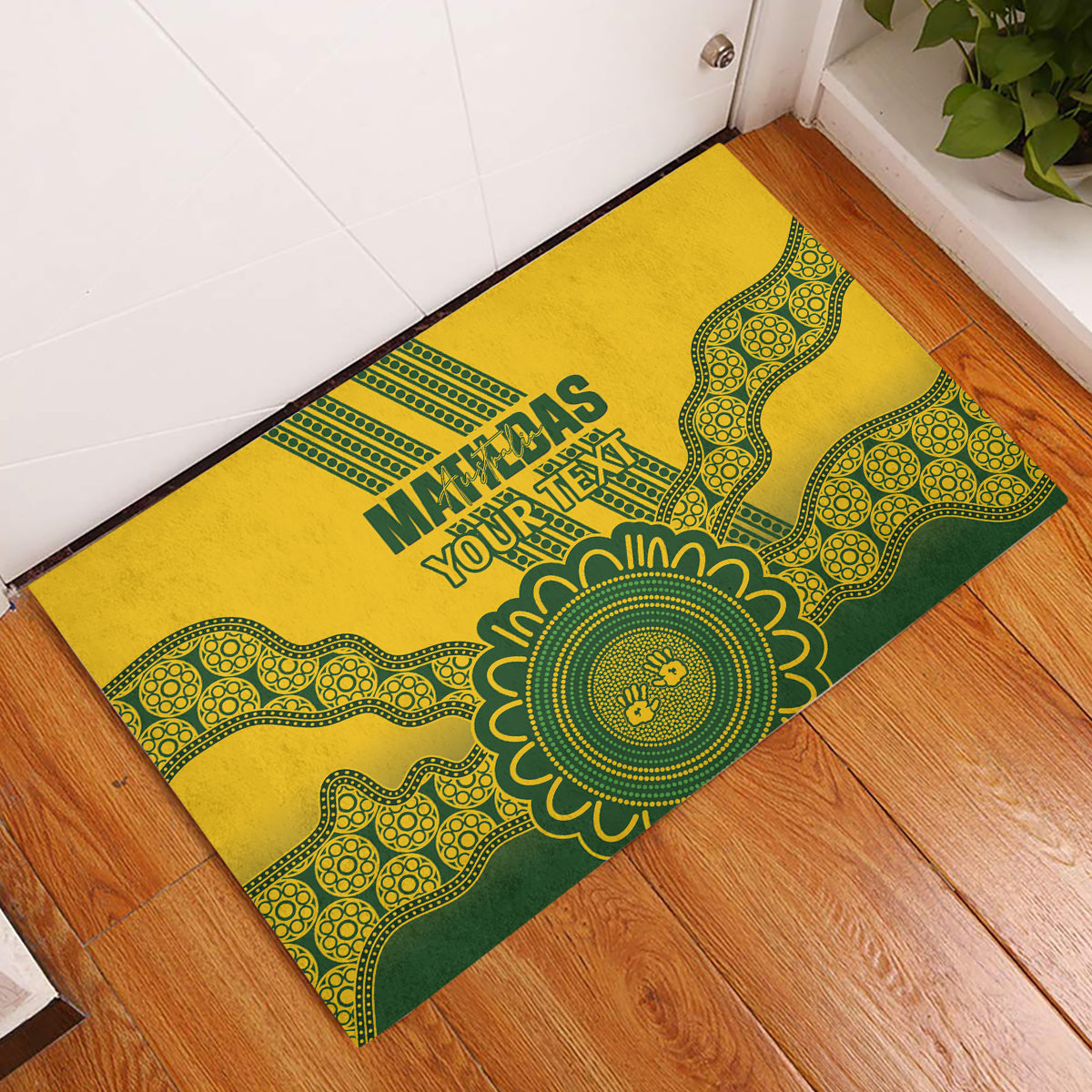 Custom Australia Matildas Rubber Doormat Aussie Aboriginal Gold Version