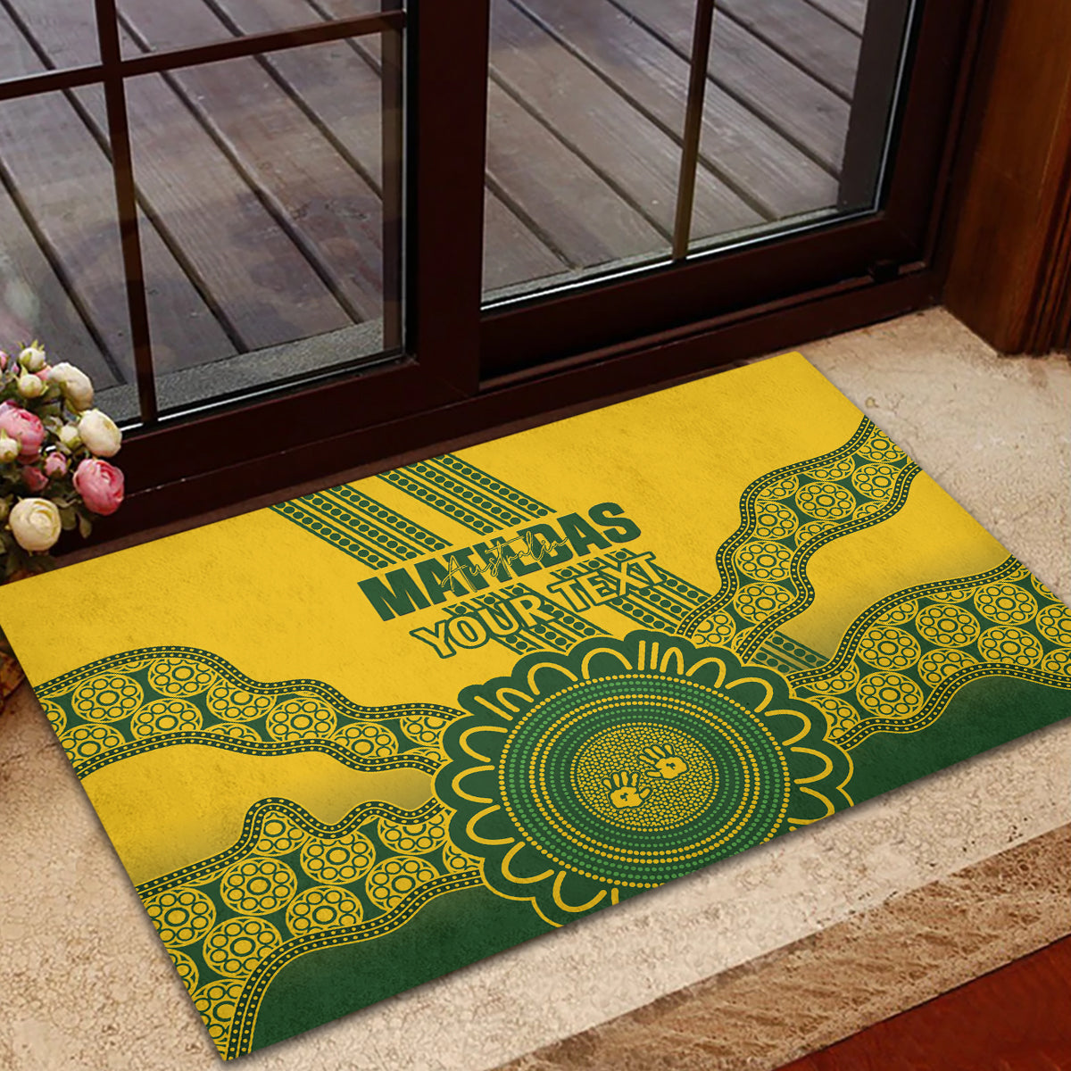 Custom Australia Matildas Rubber Doormat Aussie Aboriginal Gold Version