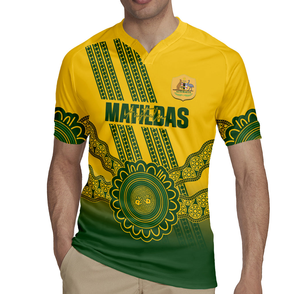 Custom Australia Matildas Rugby Jersey Aussie Aboriginal Gold Version