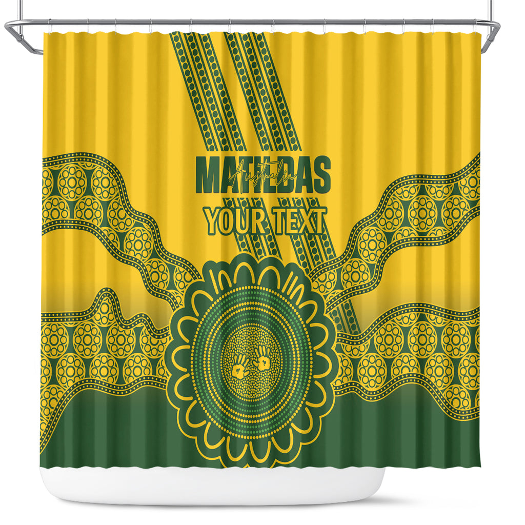 Custom Australia Matildas Shower Curtain Aussie Aboriginal Gold Version