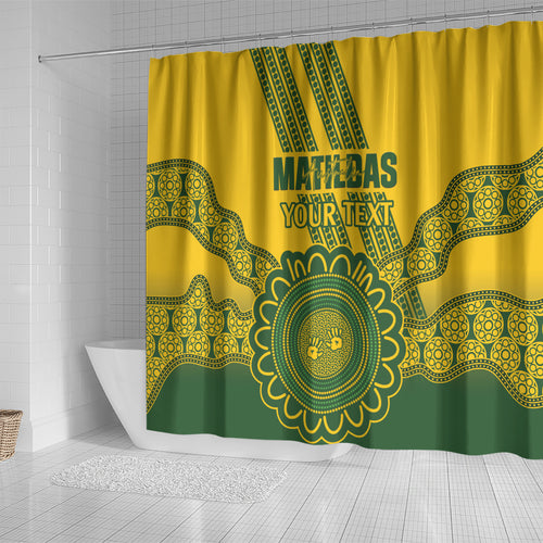 Custom Australia Matildas Shower Curtain Aussie Aboriginal Gold Version
