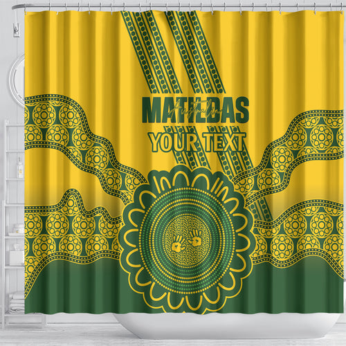Custom Australia Matildas Shower Curtain Aussie Aboriginal Gold Version