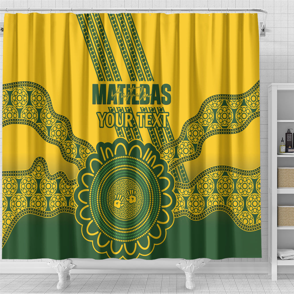 Custom Australia Matildas Shower Curtain Aussie Aboriginal Gold Version