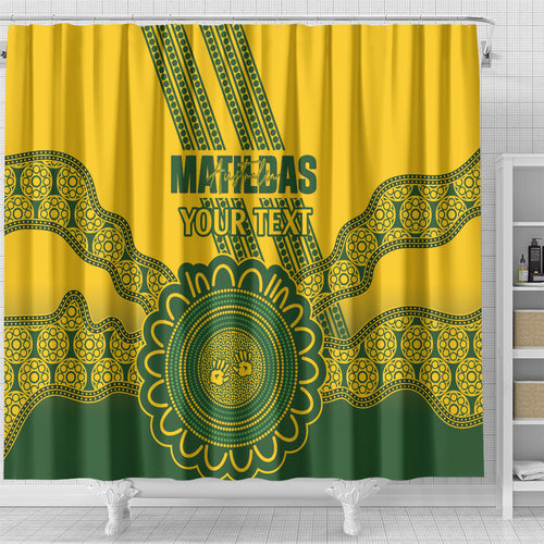 Custom Australia Matildas Shower Curtain Aussie Aboriginal Gold Version
