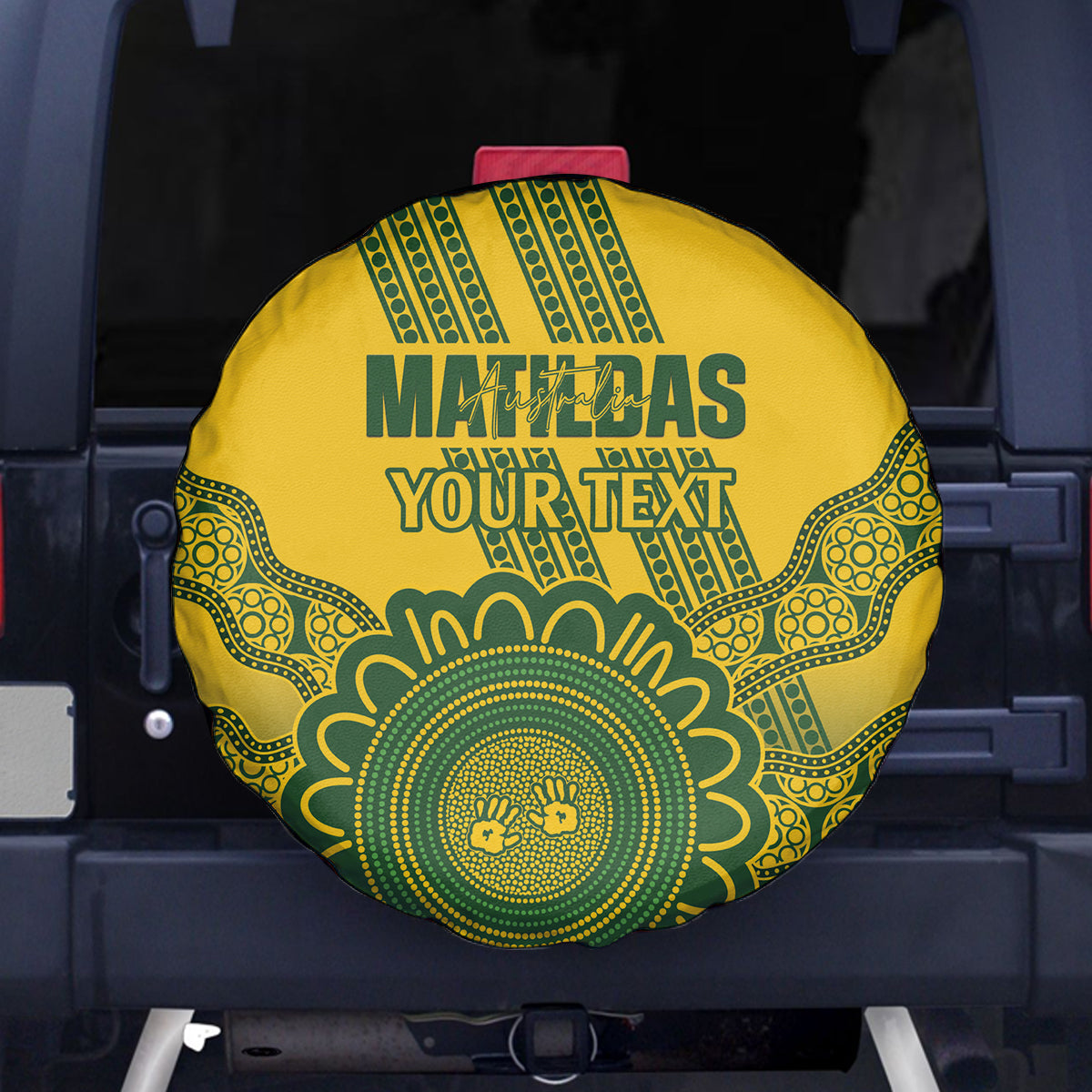 Custom Australia Matildas Spare Tire Cover Aussie Aboriginal Gold Version