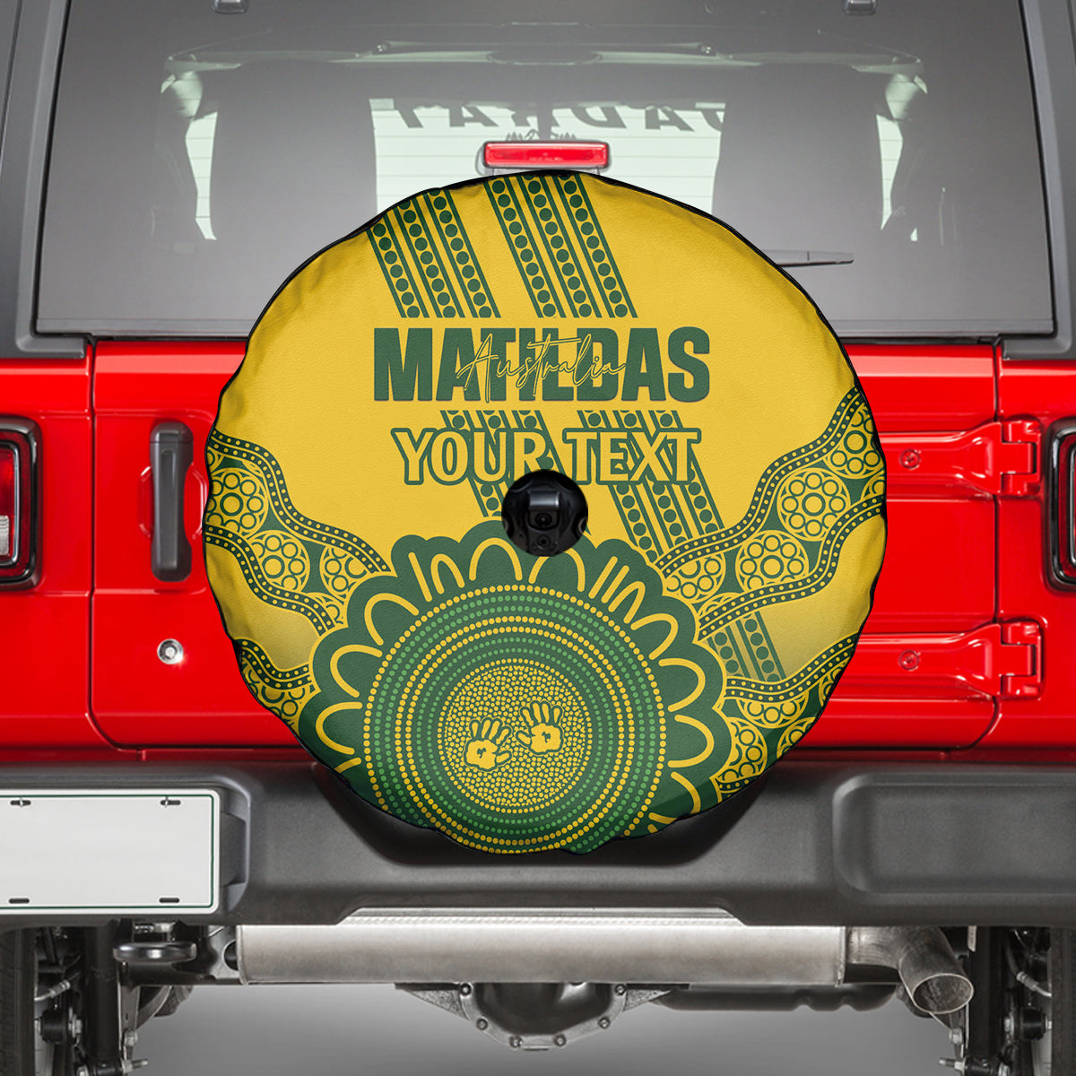 Custom Australia Matildas Spare Tire Cover Aussie Aboriginal Gold Version
