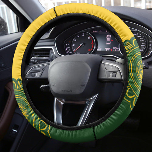 Custom Australia Matildas Steering Wheel Cover Aussie Aboriginal Gold Version