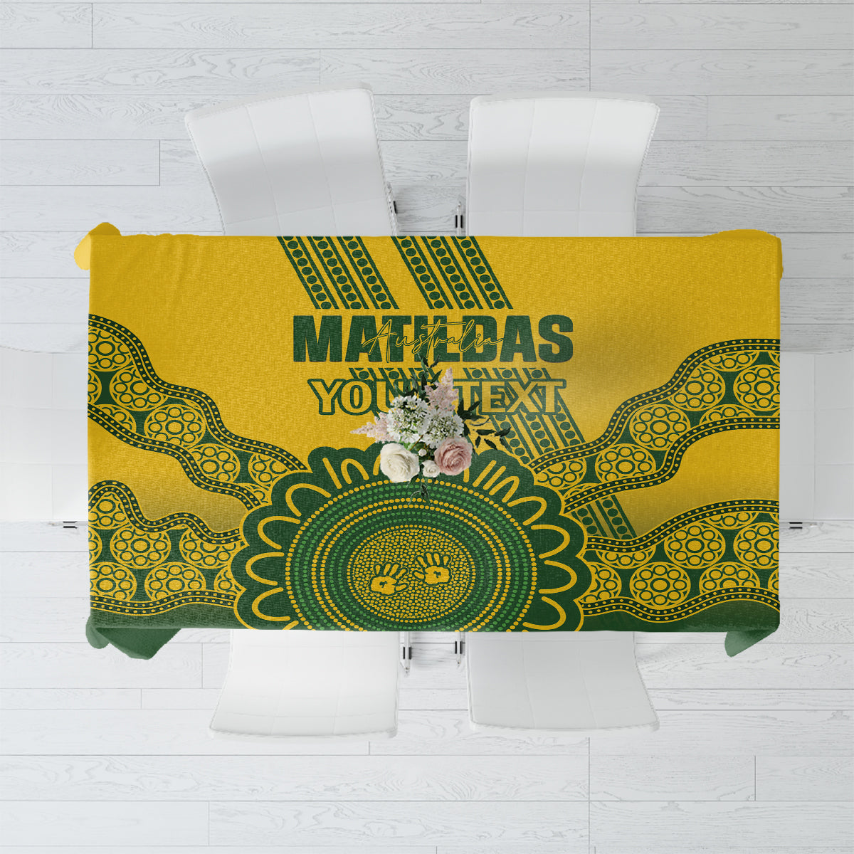 Custom Australia Matildas Tablecloth Aussie Aboriginal Gold Version
