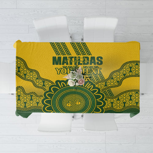 Custom Australia Matildas Tablecloth Aussie Aboriginal Gold Version