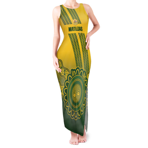 Custom Australia Matildas Tank Maxi Dress Aussie Aboriginal Gold Version