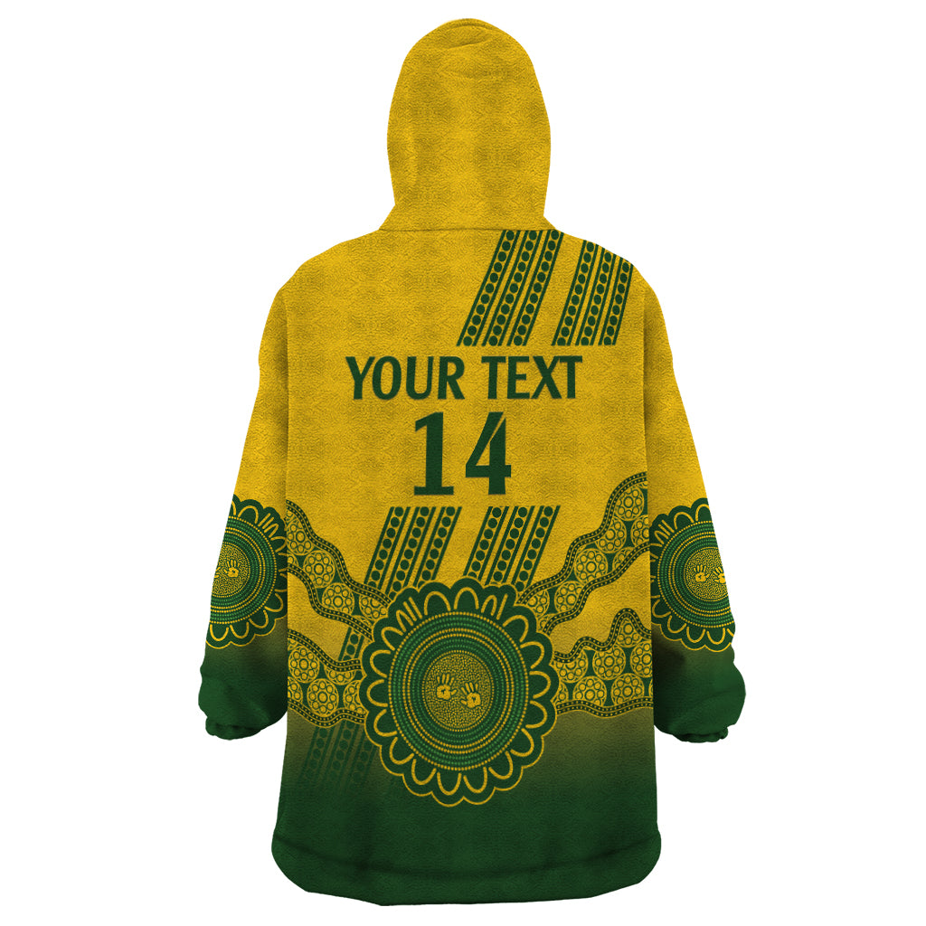 Custom Australia Matildas Wearable Blanket Hoodie Aussie Aboriginal Gold Version