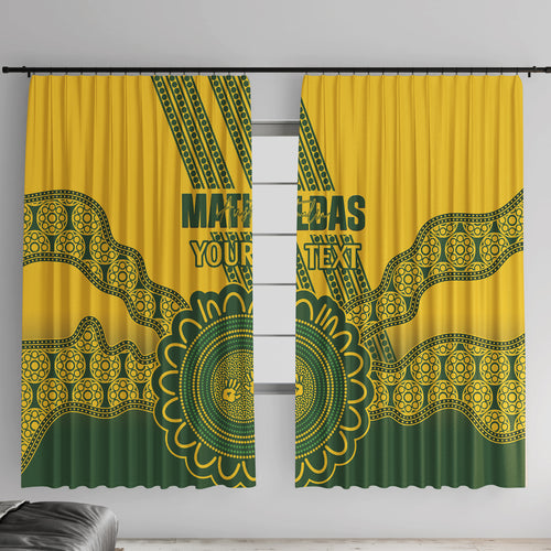 Custom Australia Matildas Window Curtain Aussie Aboriginal Gold Version