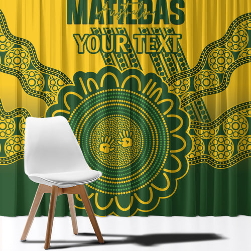 Custom Australia Matildas Window Curtain Aussie Aboriginal Gold Version