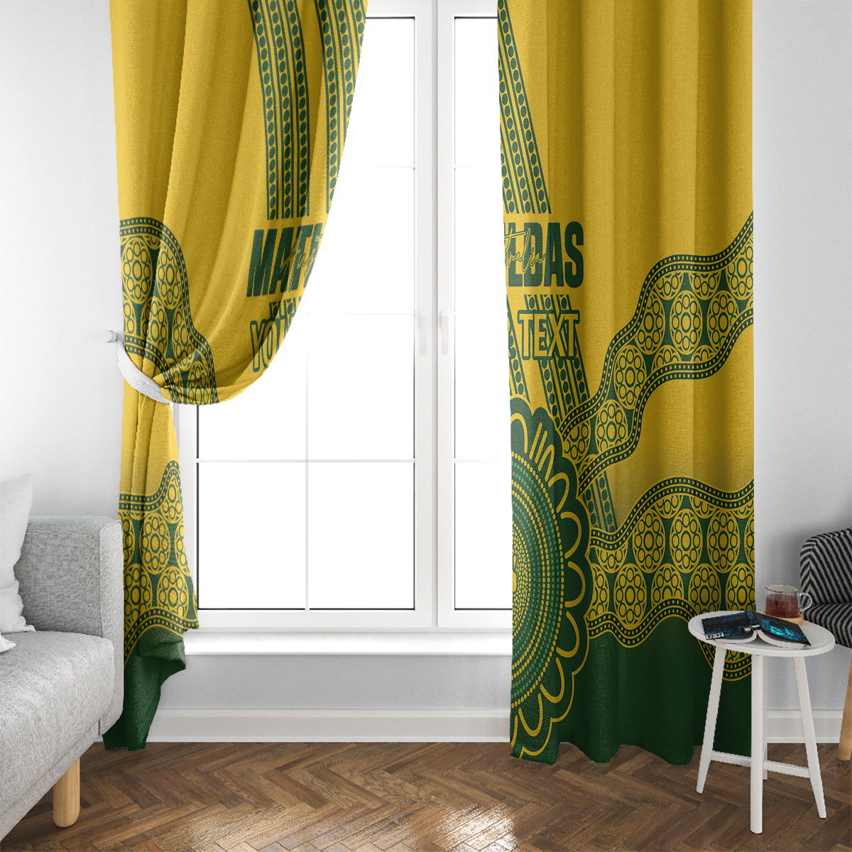 Custom Australia Matildas Window Curtain Aussie Aboriginal Gold Version