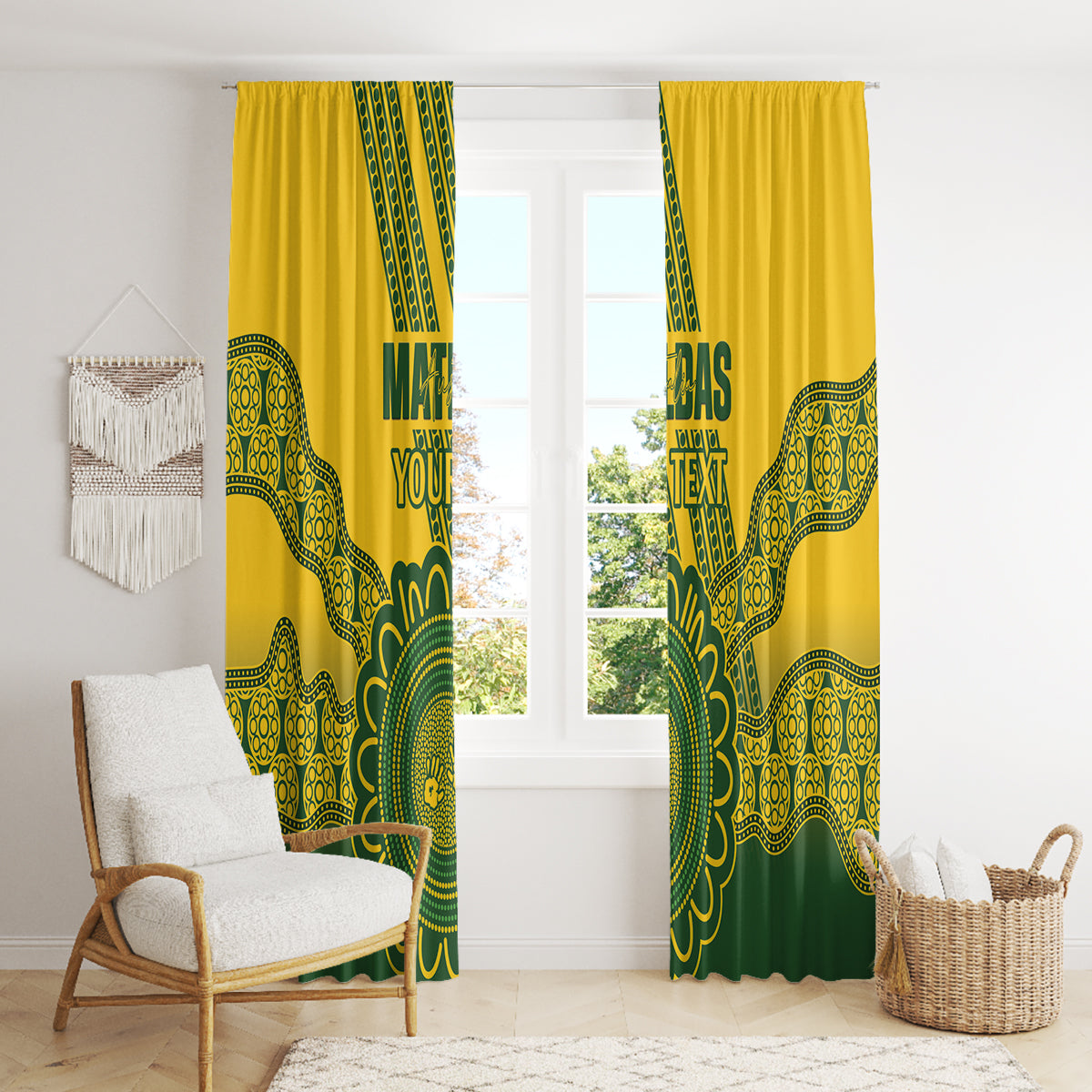Custom Australia Matildas Window Curtain Aussie Aboriginal Gold Version