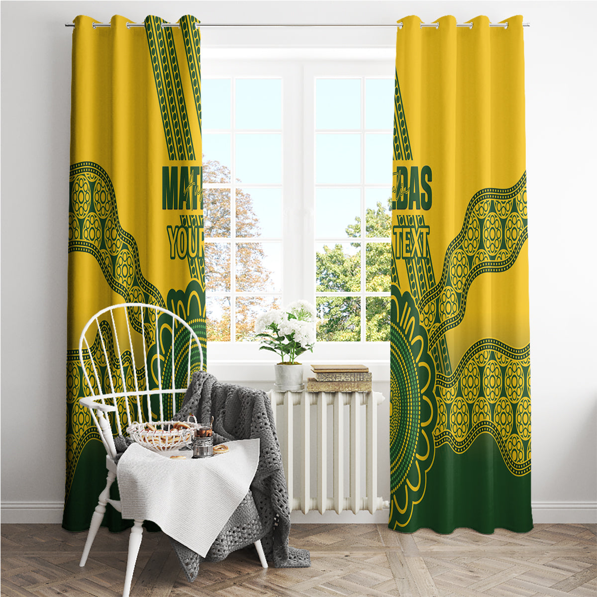 Custom Australia Matildas Window Curtain Aussie Aboriginal Gold Version