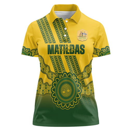 Custom Australia Matildas Women Polo Shirt Aussie Aboriginal Gold Version