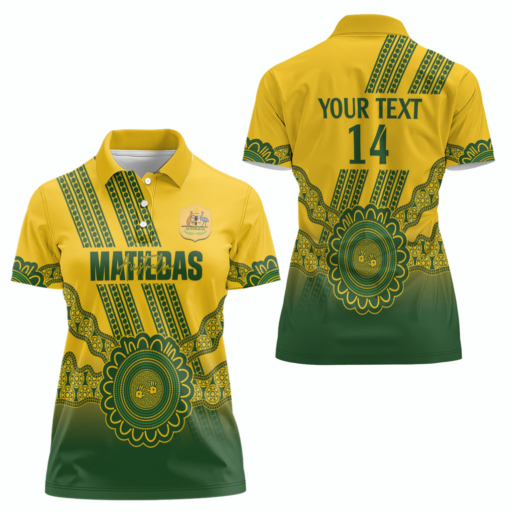 Custom Australia Matildas Women Polo Shirt Aussie Aboriginal Gold Version