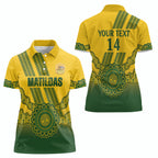Custom Australia Matildas Women Polo Shirt Aussie Aboriginal Gold Version
