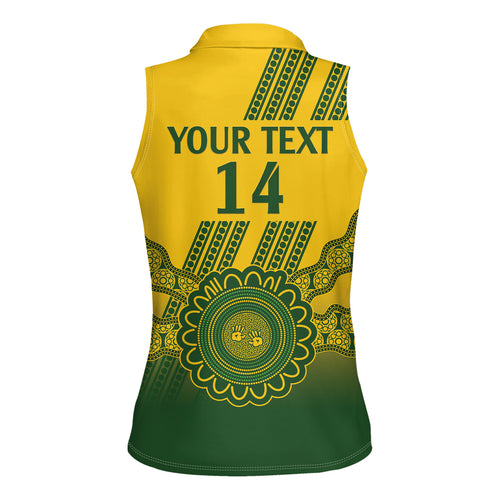Custom Australia Matildas Women Sleeveless Polo Shirt Aussie Aboriginal Gold Version