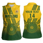 Custom Australia Matildas Women Sleeveless Polo Shirt Aussie Aboriginal Gold Version