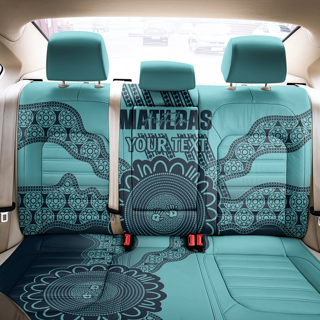 Custom Australia Matildas Back Car Seat Cover Aussie Aboriginal Turquoise Version