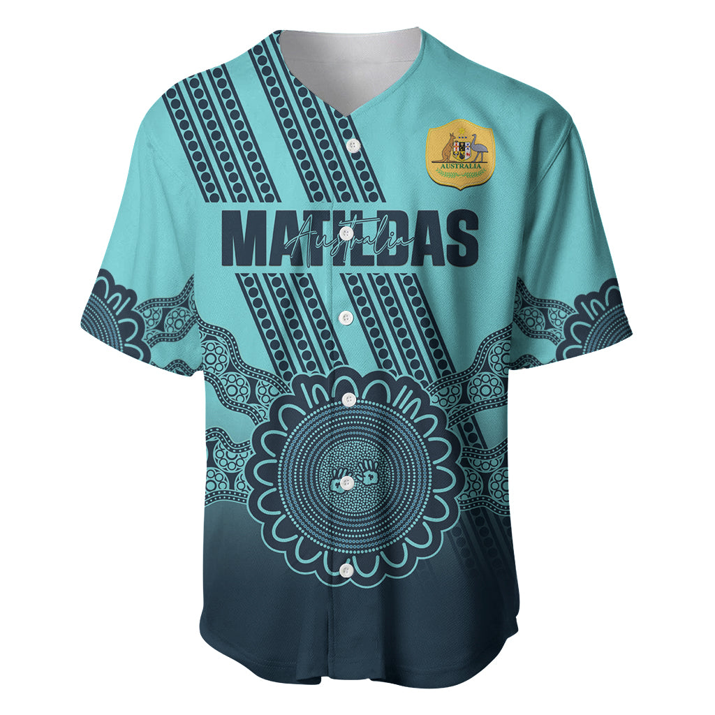 Custom Australia Matildas Baseball Jersey Aussie Aboriginal Turquoise Version