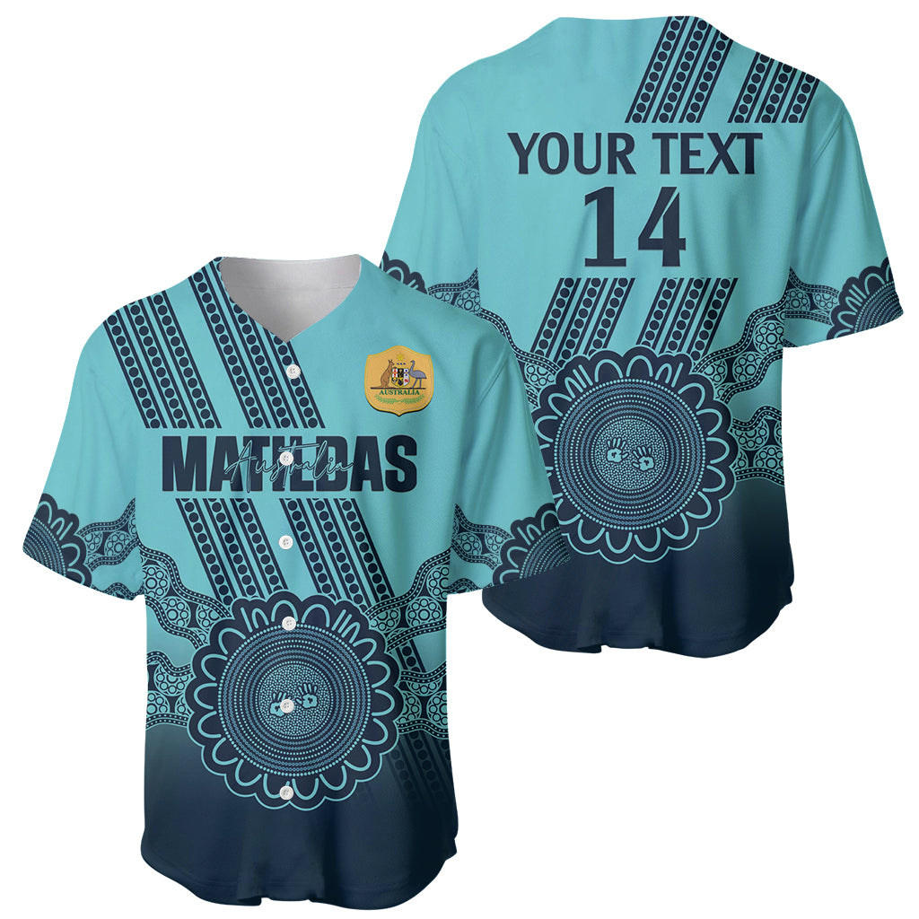 Custom Australia Matildas Baseball Jersey Aussie Aboriginal Turquoise Version