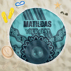 Custom Australia Matildas Beach Blanket Aussie Aboriginal Turquoise Version