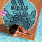 Custom Australia Matildas Beach Blanket Aussie Aboriginal Turquoise Version