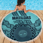 Custom Australia Matildas Beach Blanket Aussie Aboriginal Turquoise Version