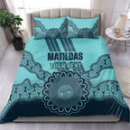 Custom Australia Matildas Bedding Set Aussie Aboriginal Turquoise Version