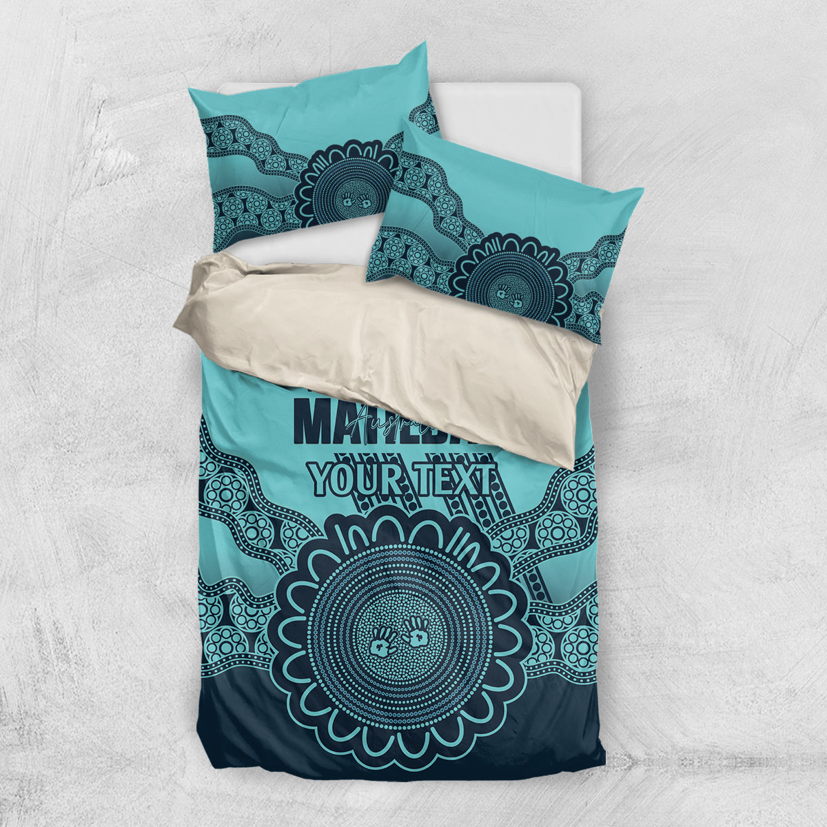 Custom Australia Matildas Bedding Set Aussie Aboriginal Turquoise Version