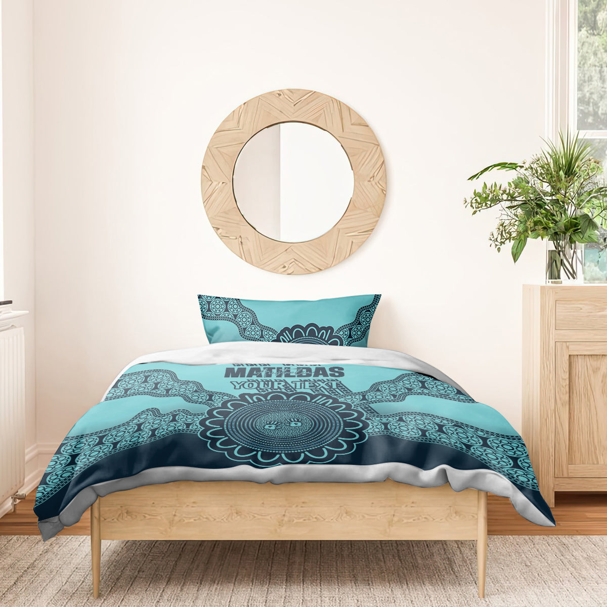 Custom Australia Matildas Bedding Set Aussie Aboriginal Turquoise Version