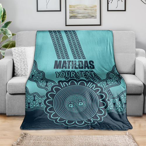 Custom Australia Matildas Blanket Aussie Aboriginal Turquoise Version