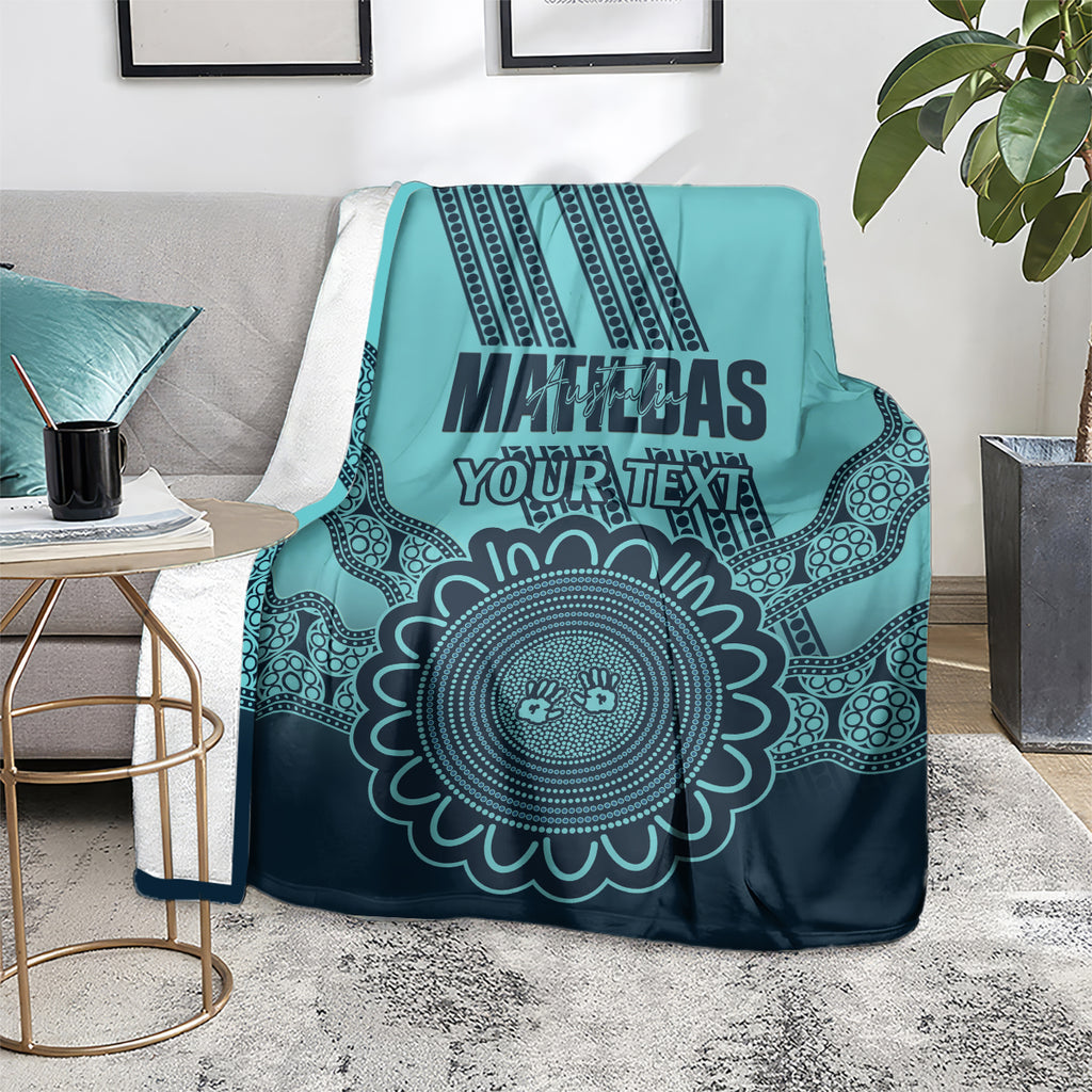 Custom Australia Matildas Blanket Aussie Aboriginal Turquoise Version