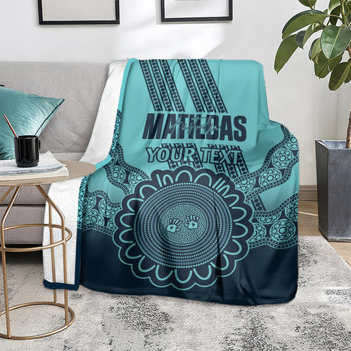 Custom Australia Matildas Blanket Aussie Aboriginal Turquoise Version