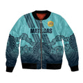 Custom Australia Matildas Bomber Jacket Aussie Aboriginal Turquoise Version