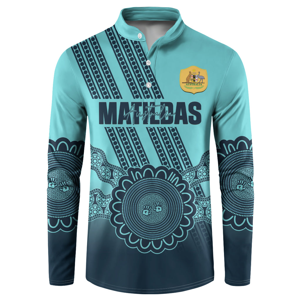 Custom Australia Matildas Button Sweatshirt Aussie Aboriginal Turquoise Version