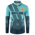 Custom Australia Matildas Button Sweatshirt Aussie Aboriginal Turquoise Version