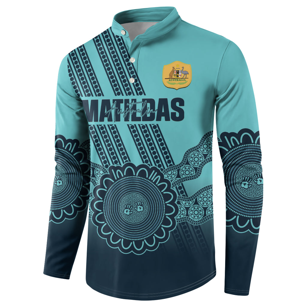 Custom Australia Matildas Button Sweatshirt Aussie Aboriginal Turquoise Version