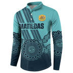 Custom Australia Matildas Button Sweatshirt Aussie Aboriginal Turquoise Version
