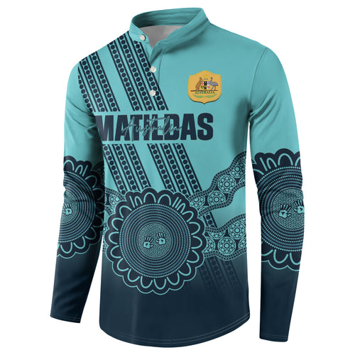 Custom Australia Matildas Button Sweatshirt Aussie Aboriginal Turquoise Version