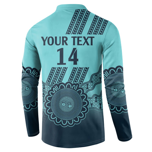 Custom Australia Matildas Button Sweatshirt Aussie Aboriginal Turquoise Version